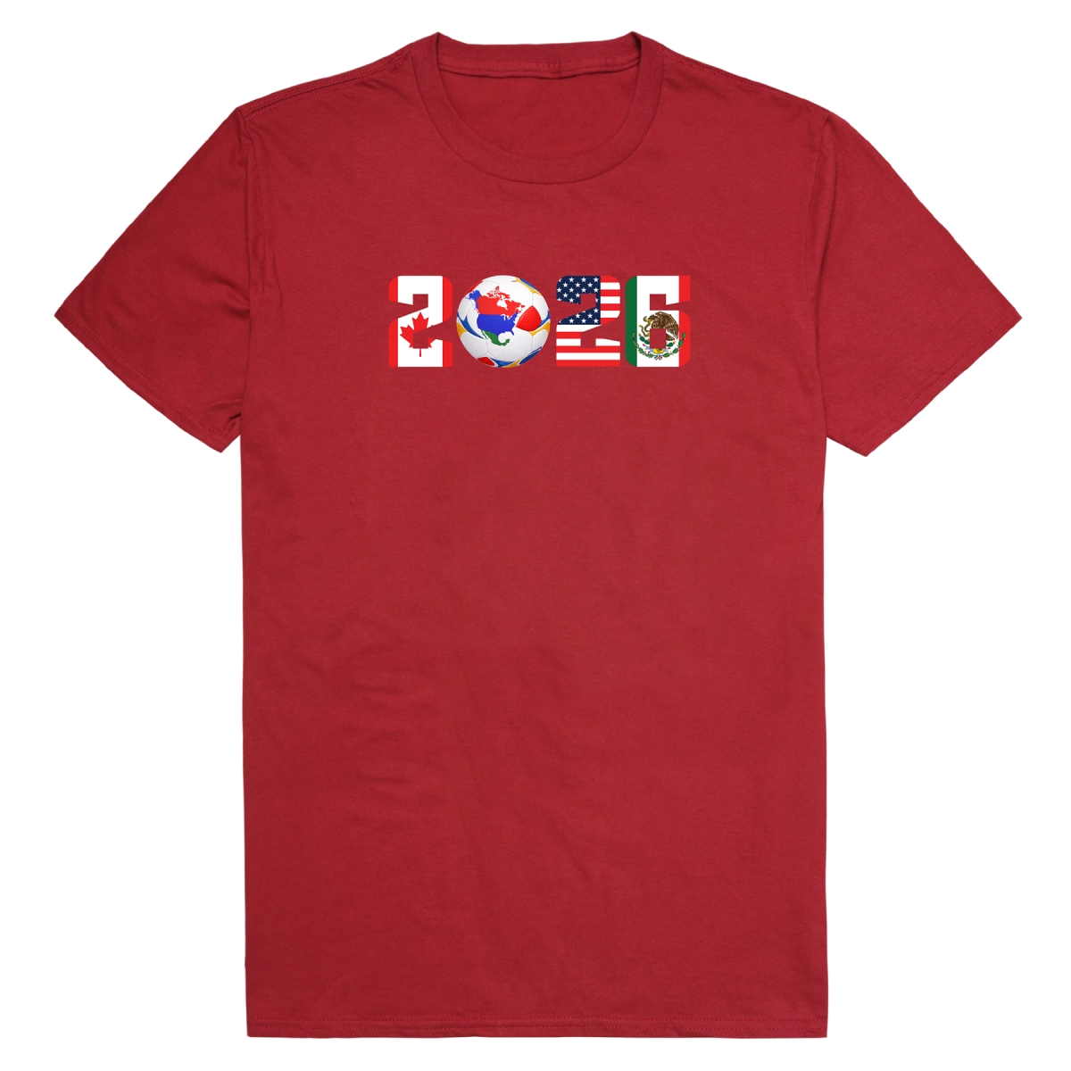 MD1-SB6-CAR-02 Soccer 2026 Flags Short Sleeve T-Shirt, Cardinal - Medium