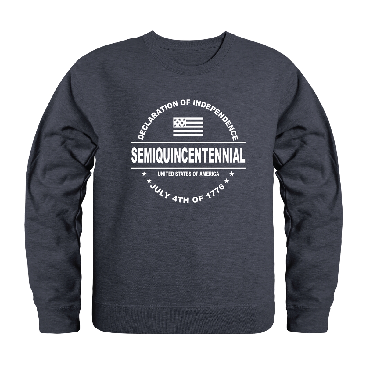 AN5-249-HCH-03 America Anniversary Declaration Crewneck Long Sleeve T-Shirt, Heather Charcoal - Large