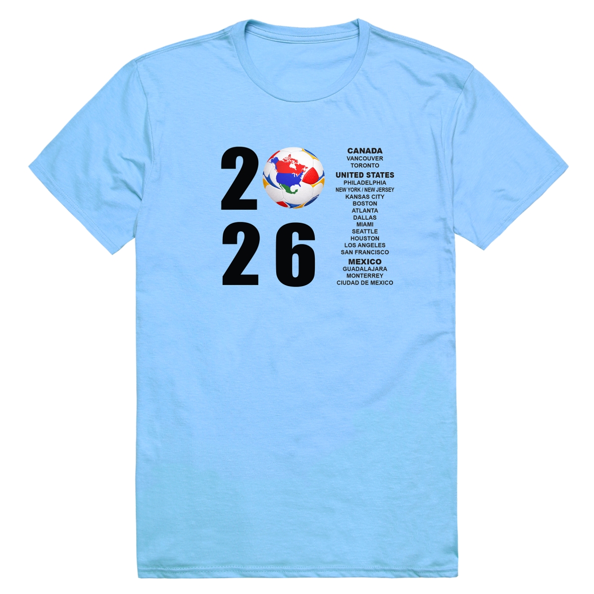 MD1-SB3-SKY-02 Soccer 2026 Short Sleeve T-Shirt, Sky Blue - Medium