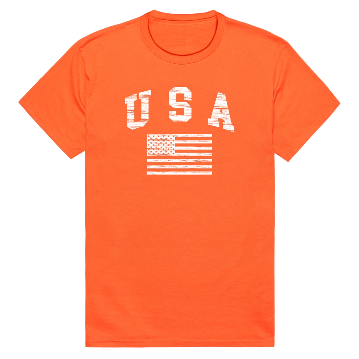 RS8-US2-ORN-02 Distressed USA Flag Short Sleeve T-Shirt, Orange - Medium