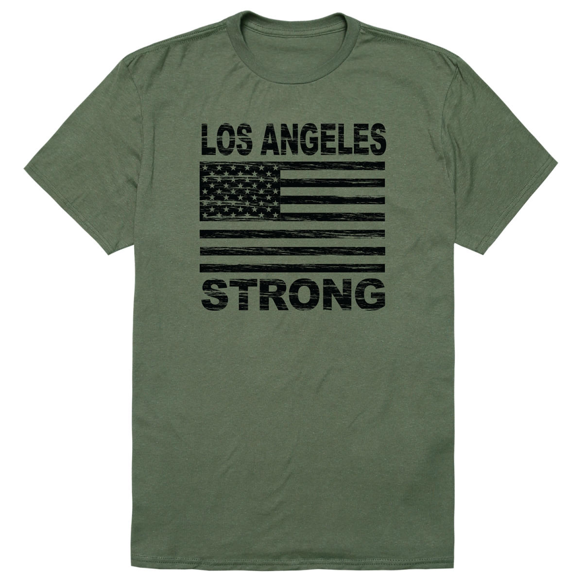 RT1-ST7-OLV-03 Distressed Strong 7 Short Sleeve T-Shirt, Olive - Large