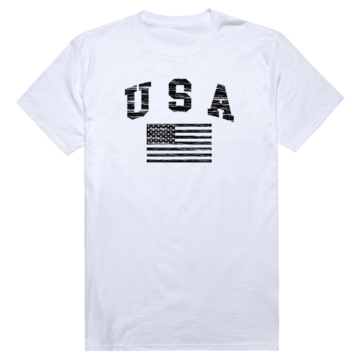 RT2-A03-WHT-01 Essential Graphic USA Arch & Flag Short Sleeve T-Shirt, White - Small