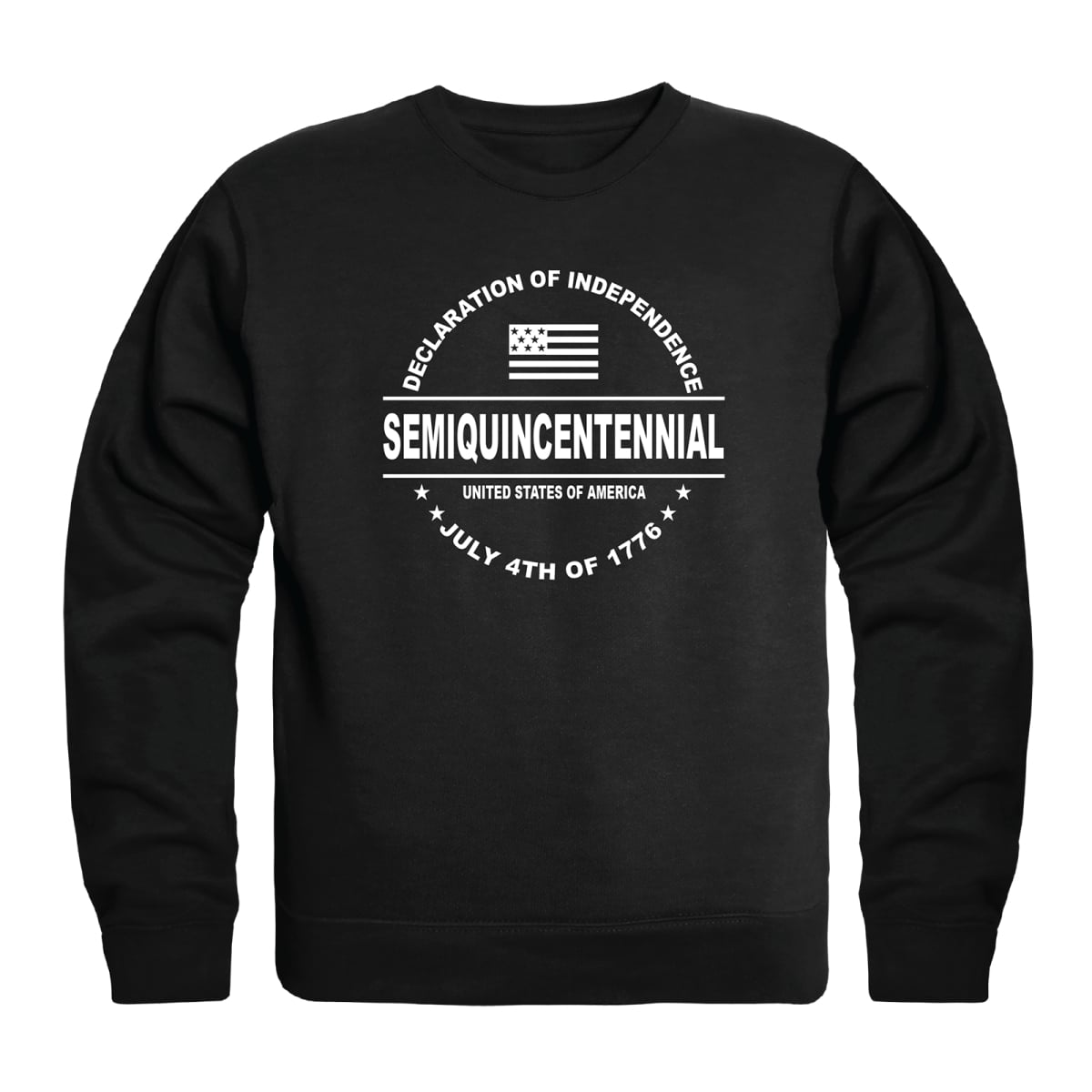 AN5-249-BLK-01 America Anniversary Declaration Crewneck Long Sleeve T-Shirt, Black - Small