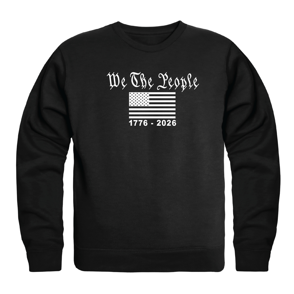 AN5-254-BLK-01 America Anniversary We the People Crewneck Long Sleeve T-Shirt, Black - Small