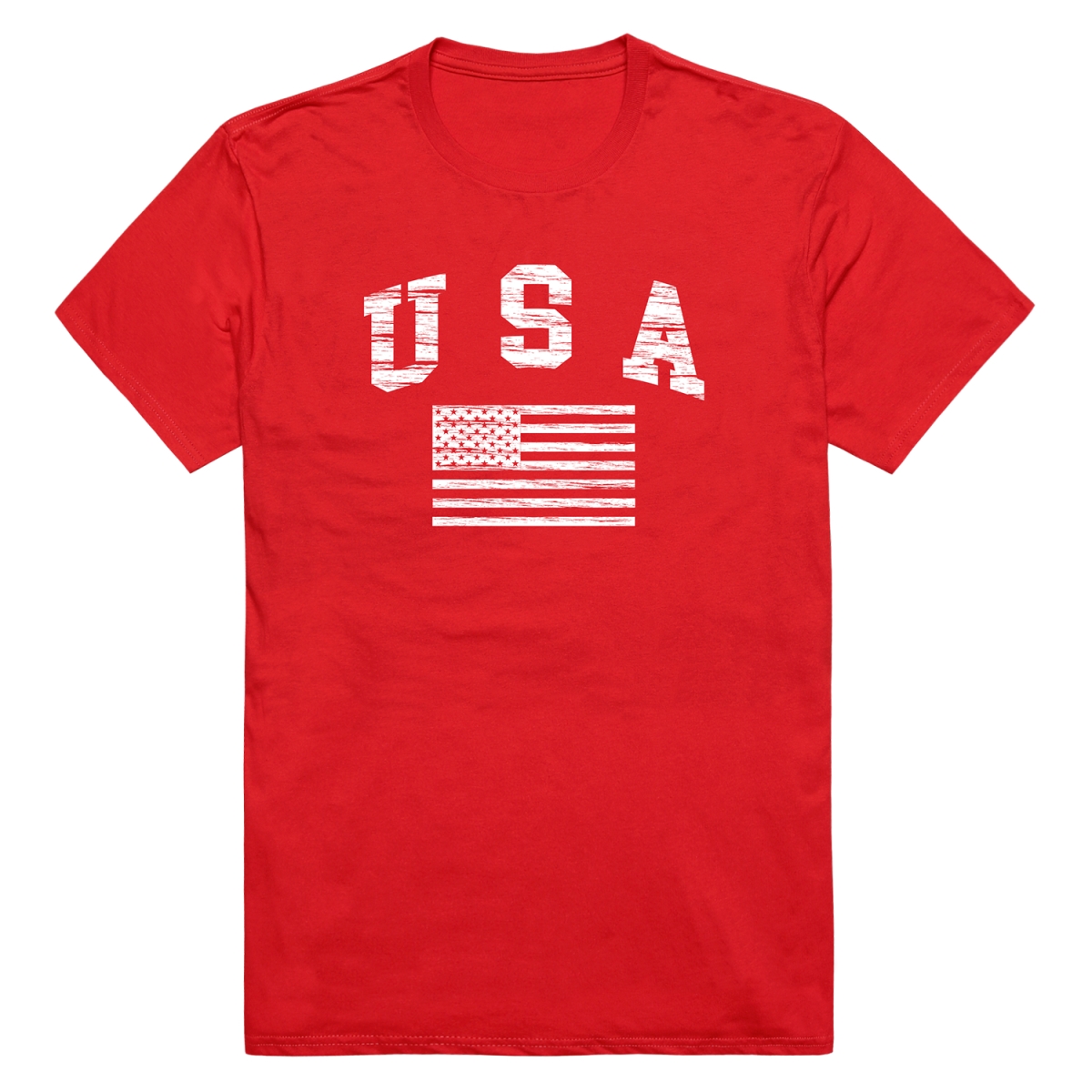 RS8-US2-RED-02 Distressed USA Flag Short Sleeve T-Shirt, Red - Medium
