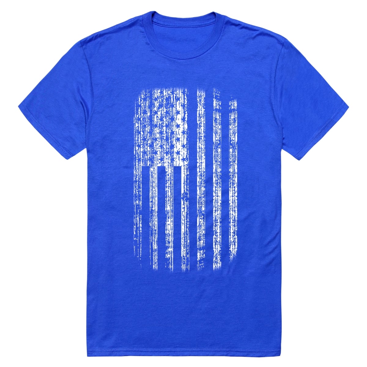 RS8-USA-RL2-04 American Flag Distressed Short Sleeve T-Shirt, Royal Blue - Extra Large
