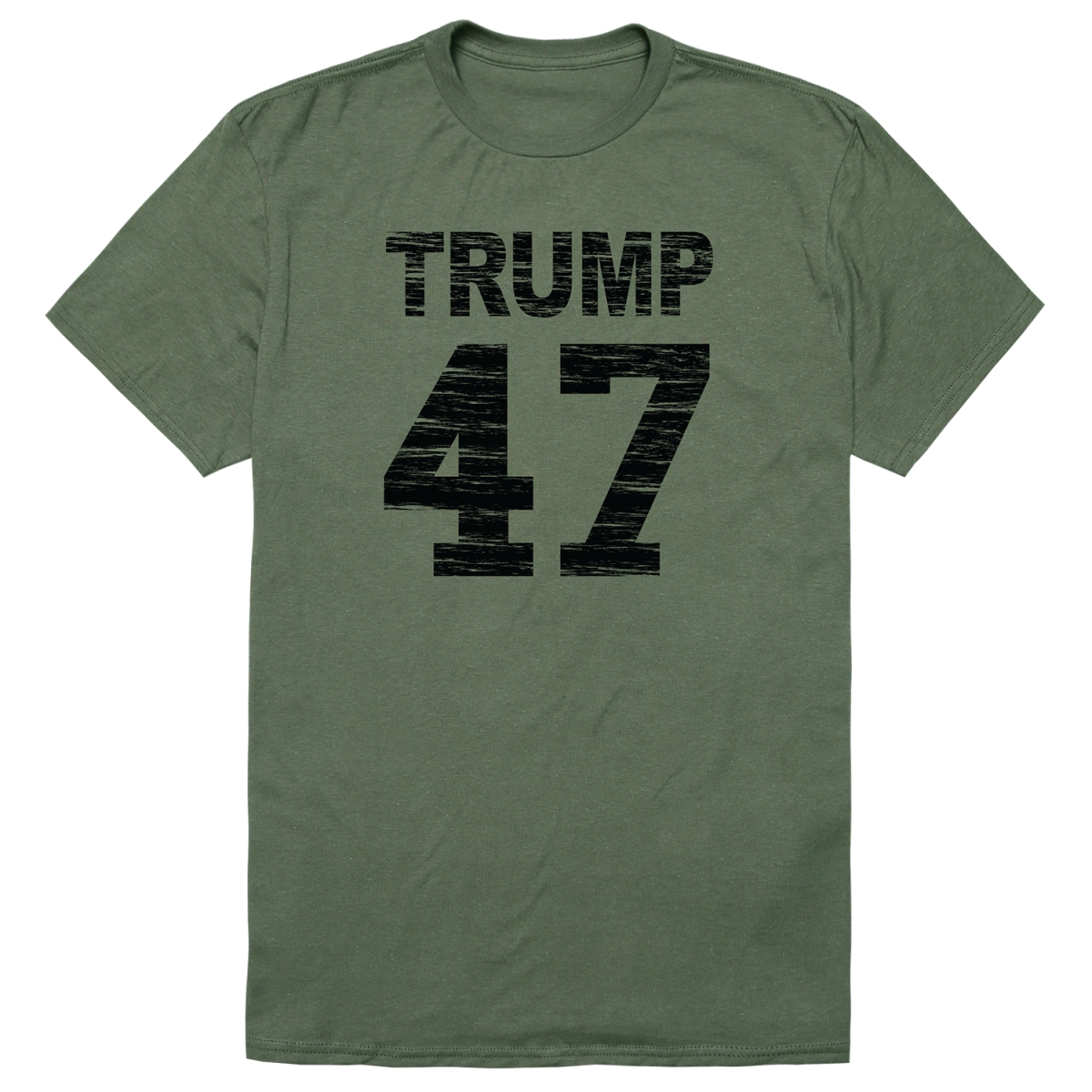 RS9-TR6-OLV-02 Distressed Campaign Trump 6 Short Sleeve T-Shirt, Olive - Medium
