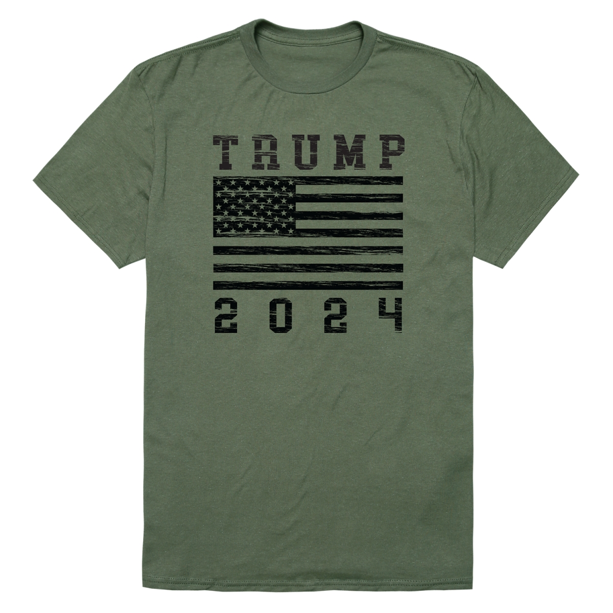 RS9-TRU-OLV-02 Distressed Campaign Trump Short Sleeve T-Shirt, Olive - Medium