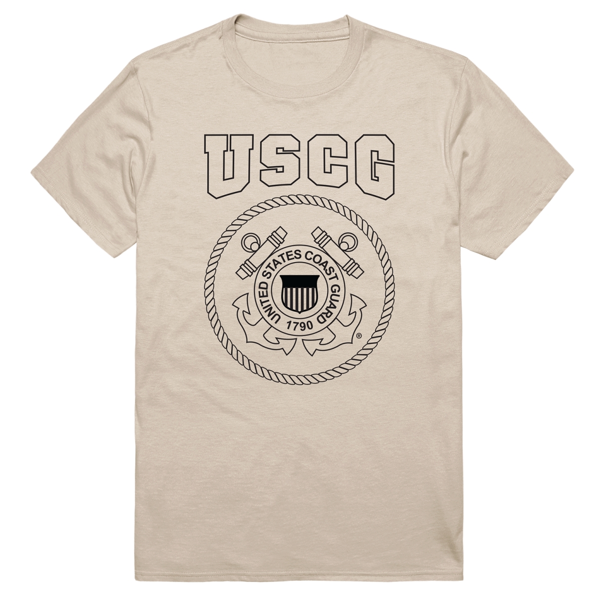 AM5-CG4-SND-04 Basic Military USCG 4 Short Sleeve T-Shirt, Sand - Extra Large