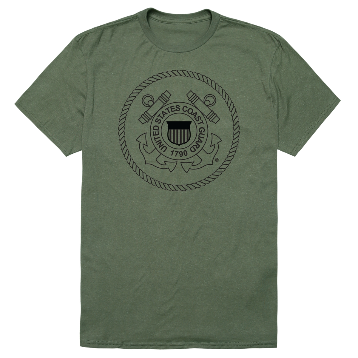 AM5-CG5-OLV-04 Basic Military USCG 5 Short Sleeve T-Shirt, Olive - Extra Large