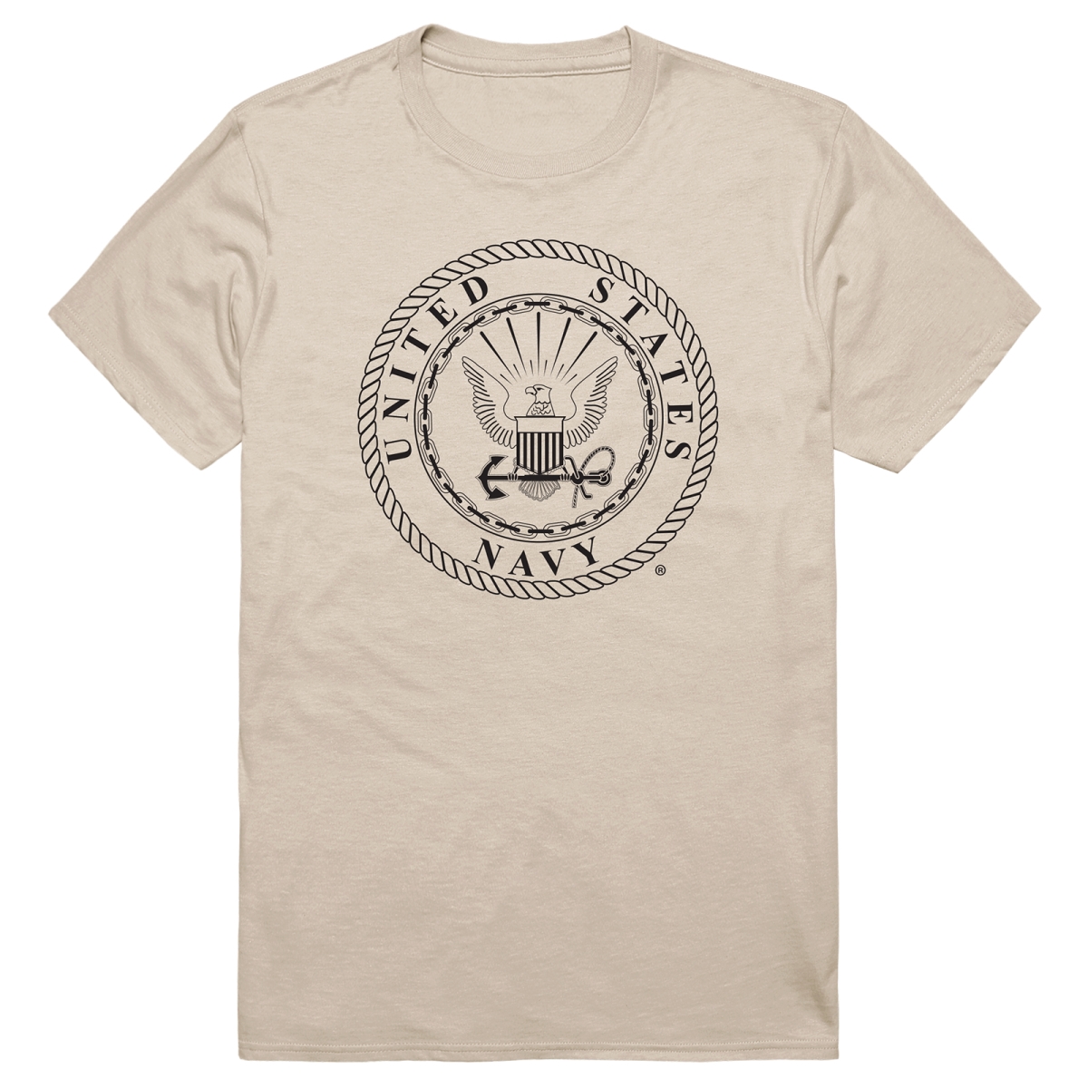 AM5-NA8-SND-03 Basic Military US Navy 8 Short Sleeve T-Shirt, Sand - Large