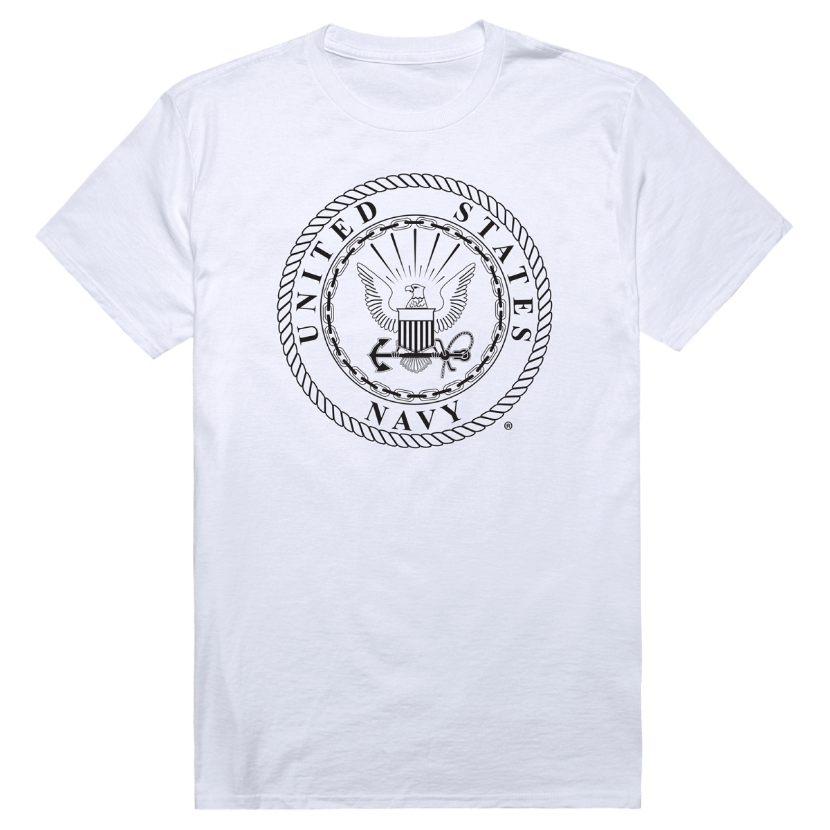 AM5-NA8-WHT-02 Basic Military US Navy 8 Short Sleeve T-Shirt, White - Medium