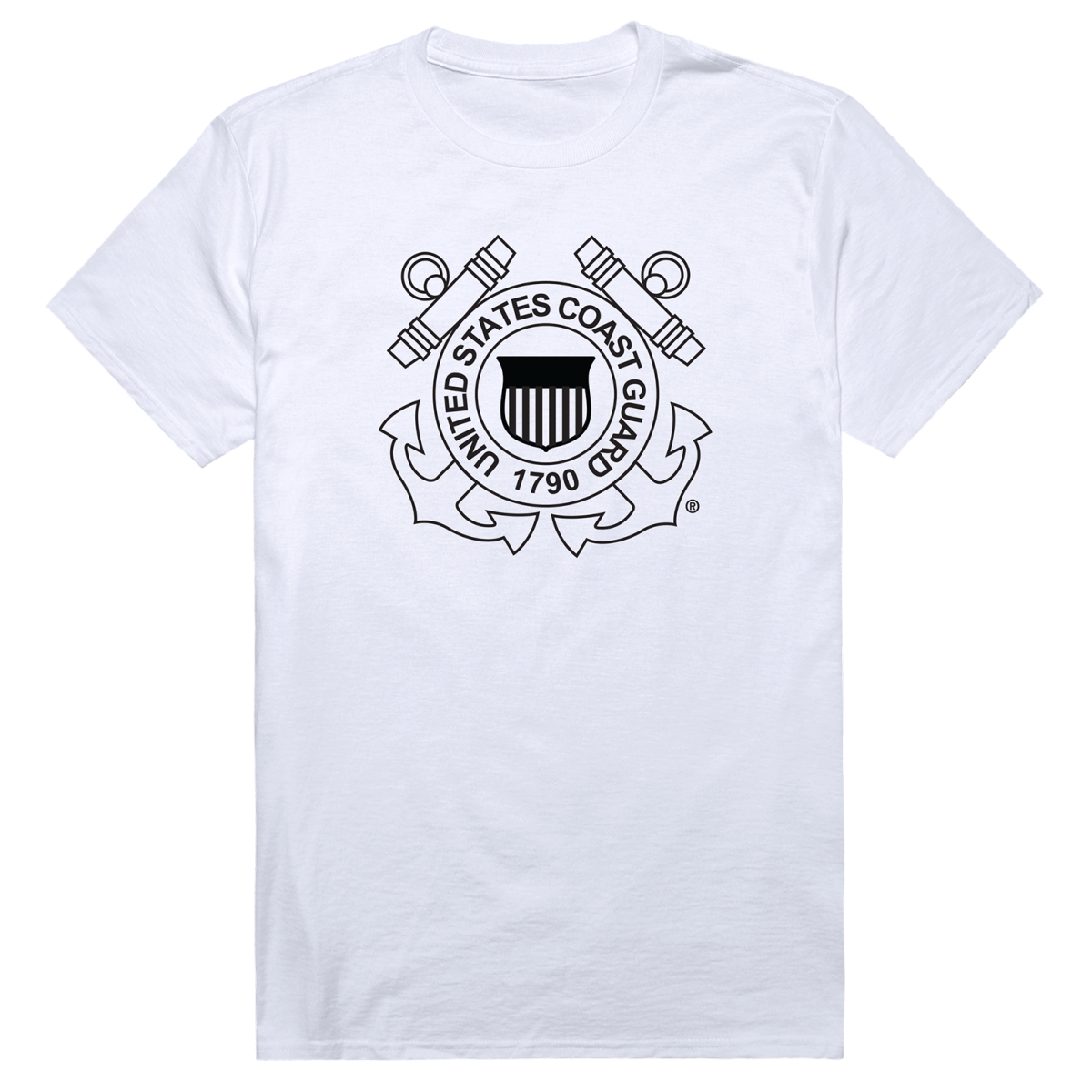 AM5-CG1-WHT-02 Basic Military USCG 1 Short Sleeve T-Shirt, White - Medium