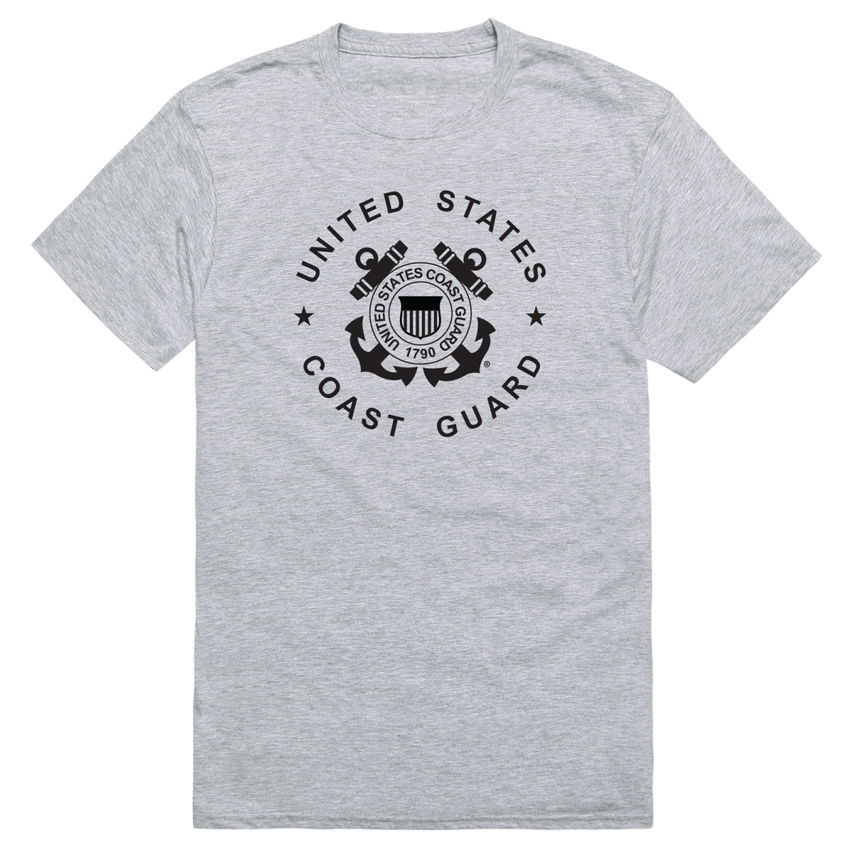 AM5-CG9-HGY-02 Basic Military USCG 9 Short Sleeve T-Shirt, Heather Gray - Medium