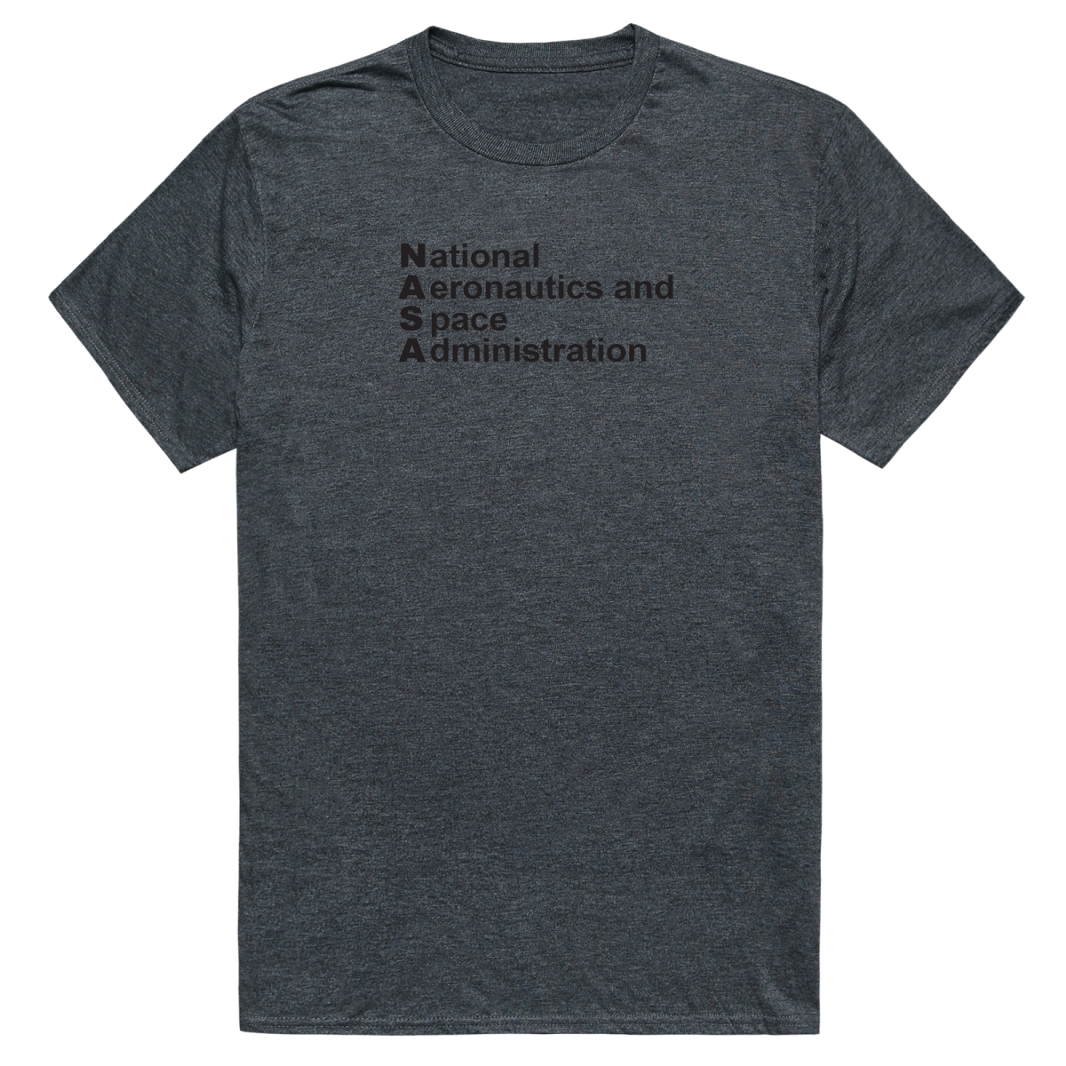 AM5-NS4-HCH-03 Basic Military NASA 4 Short Sleeve T-Shirt, Heather Charcoal - Large