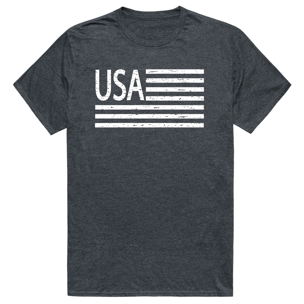AM1-209-HCH-02 America Flag USA Short Sleeve T-Shirt, Heather Charcoal - Medium