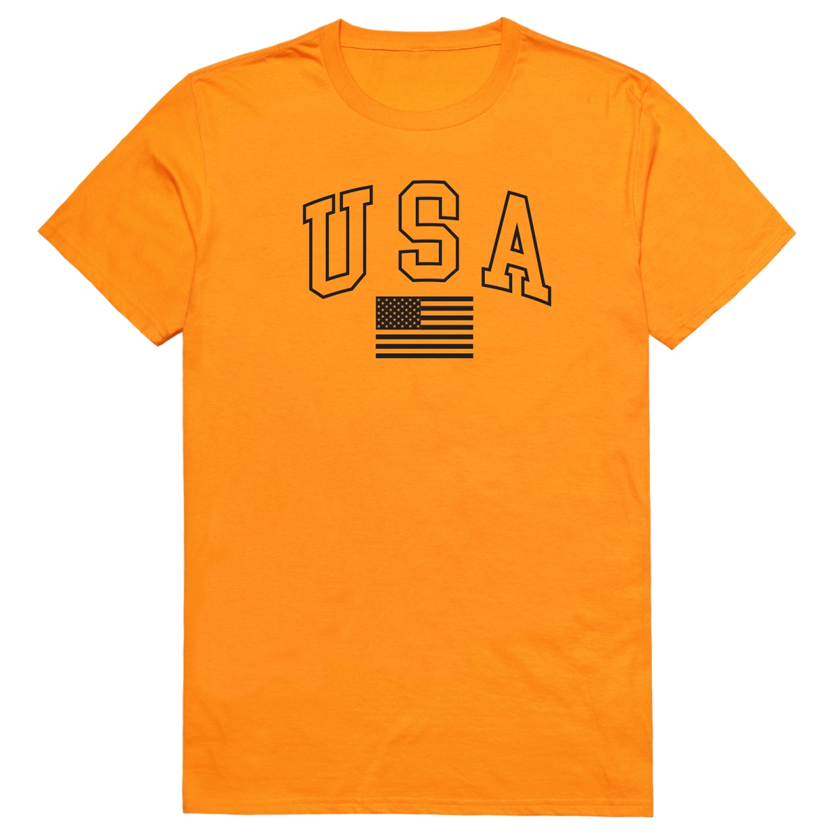 AM3-218-GLD-02 America Basic USA with Flag Short Sleeve T-Shirt, Gold - Medium
