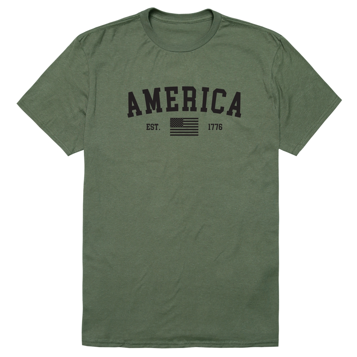 AM3-219-OLV-01 Basic America Est. 1776 Short Sleeve T-Shirt, Olive - Small