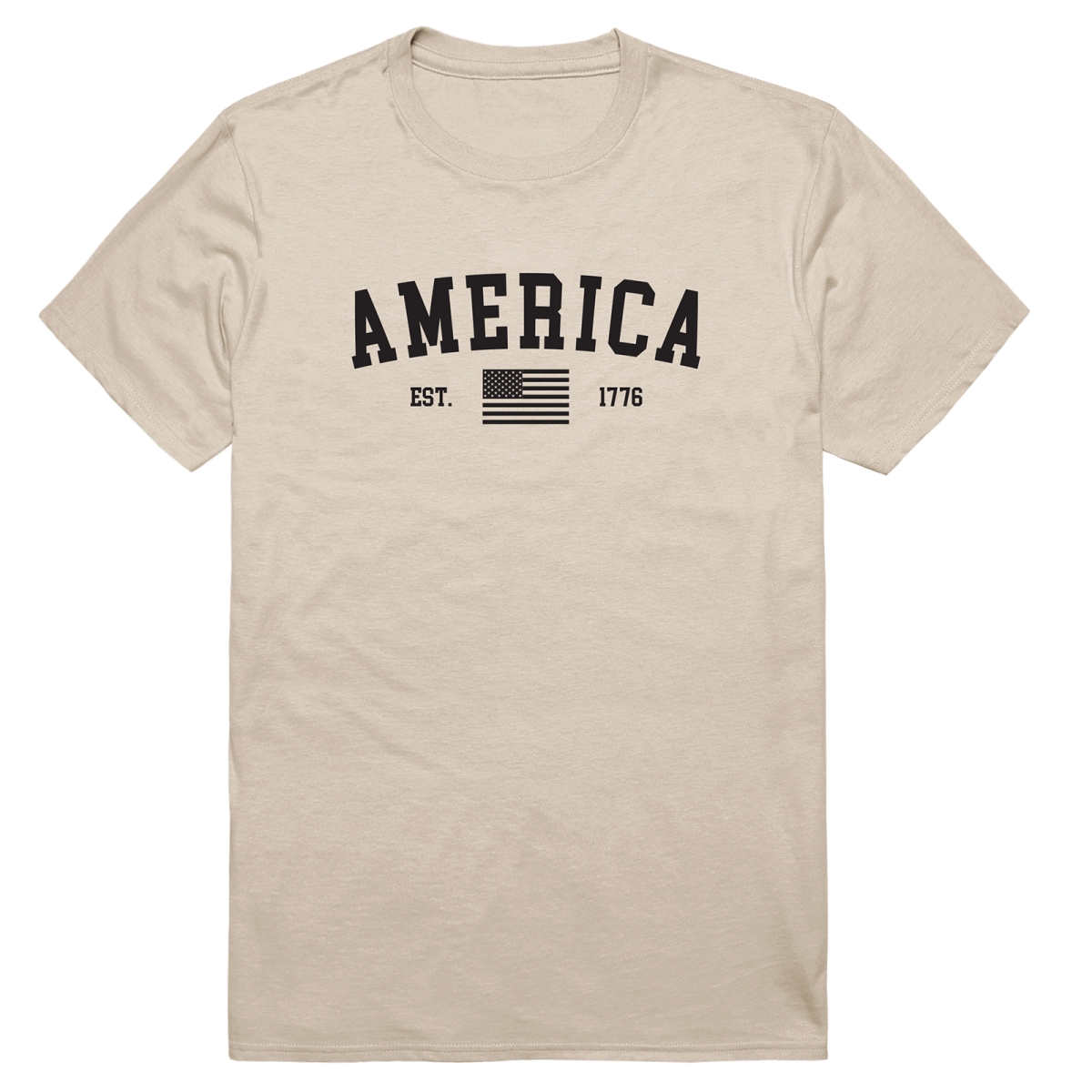 AM3-219-SND-02 Basic America Est. 1776 Short Sleeve T-Shirt, Sand - Medium