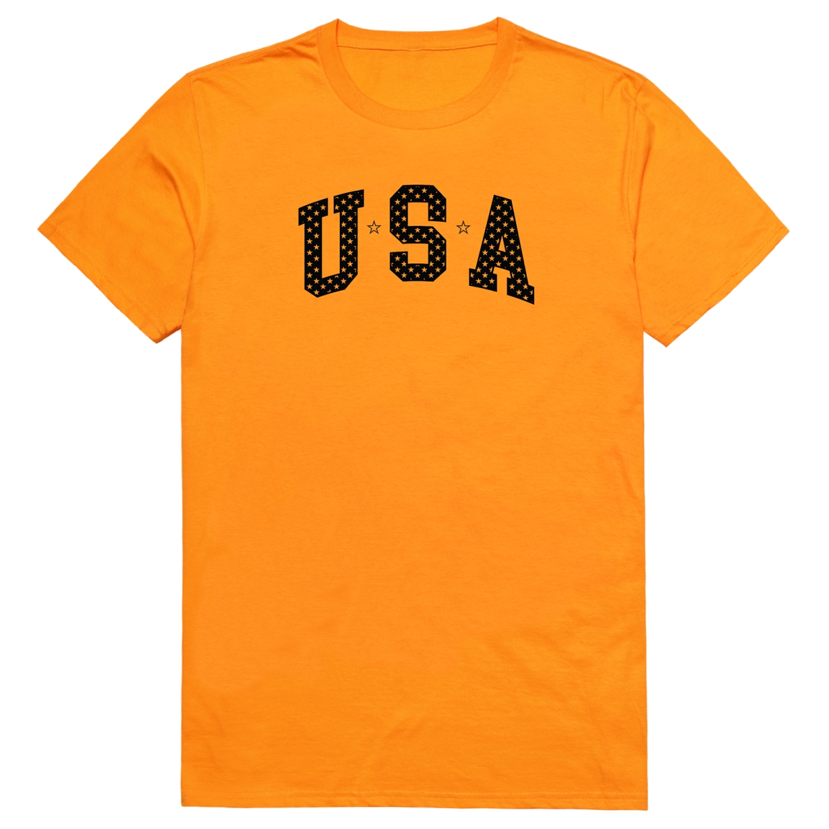 AM3-220-GLD-02 America Basic USA with Stars Short Sleeve T-Shirt, Gold - Medium