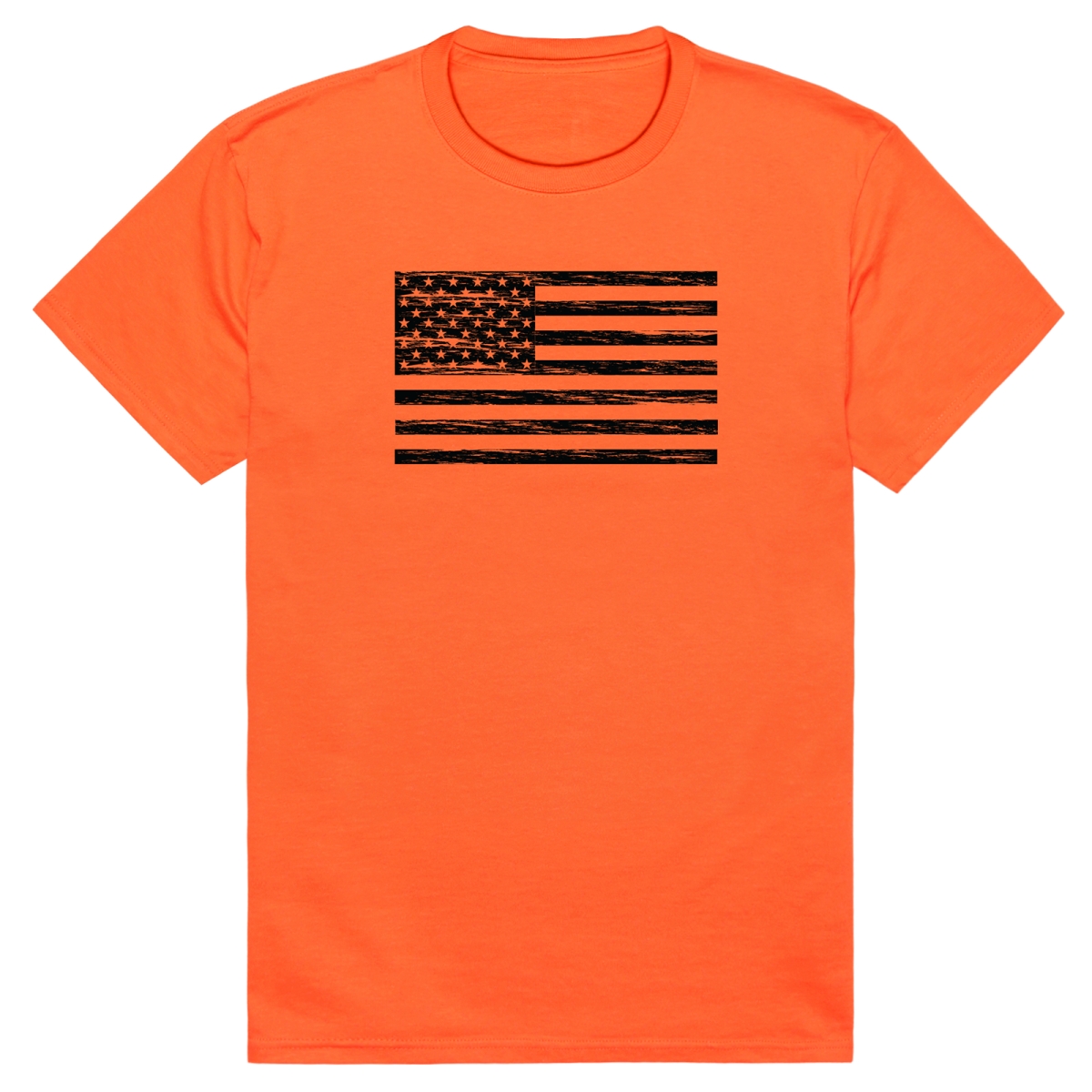 AM3-225-ORN-02 America Basic Flag Horizontal Short Sleeve T-Shirt, Orange - Medium