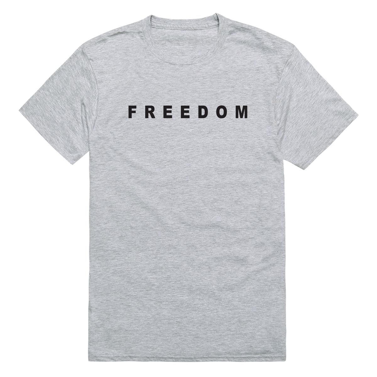 AM3-234-HGY-01 America Basic Freedom Text Freedom Short Sleeve T-Shirt, Heather Gray - Small