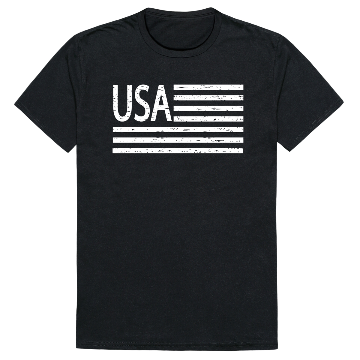 AM1-209-BLK-03 America Flag USA Short Sleeve T-Shirt, Black - Large