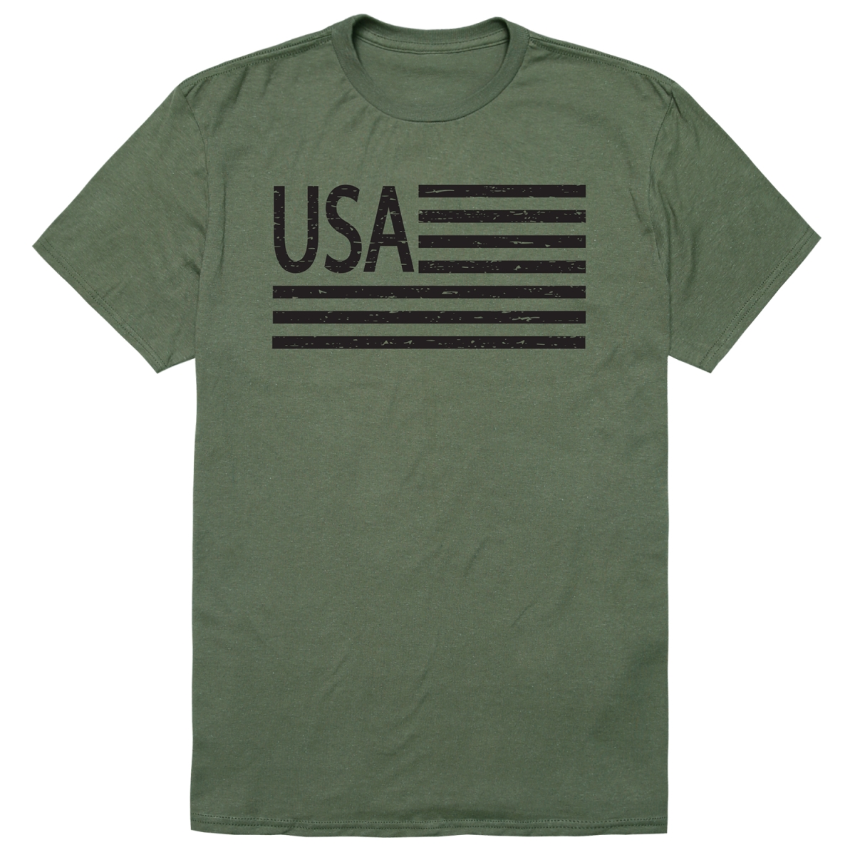 AM1-209-OLV-03 America Flag USA Short Sleeve T-Shirt, Olive - Large