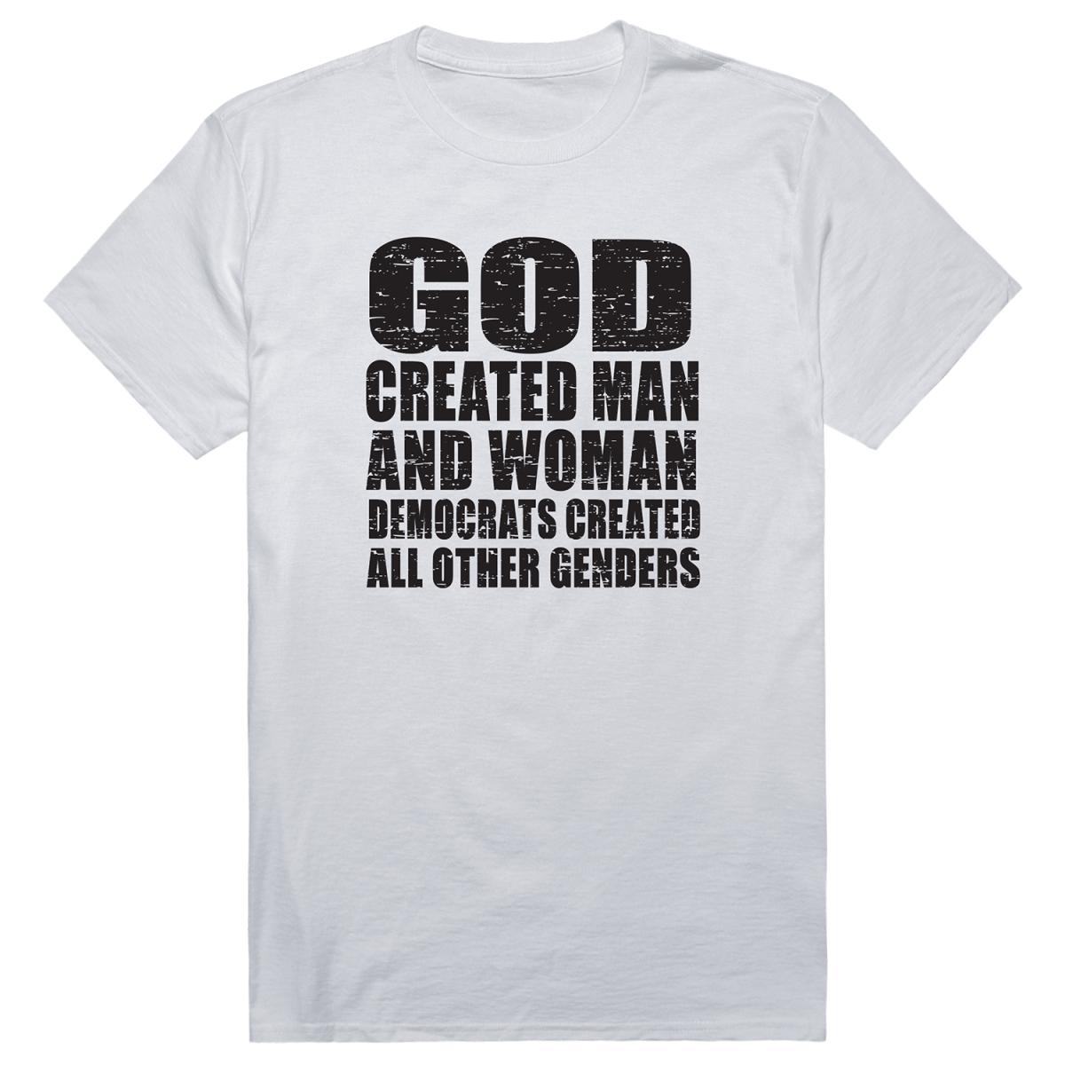 AM1-205-WHT-03 America God Created Short Sleeve T-Shirt, White - Large