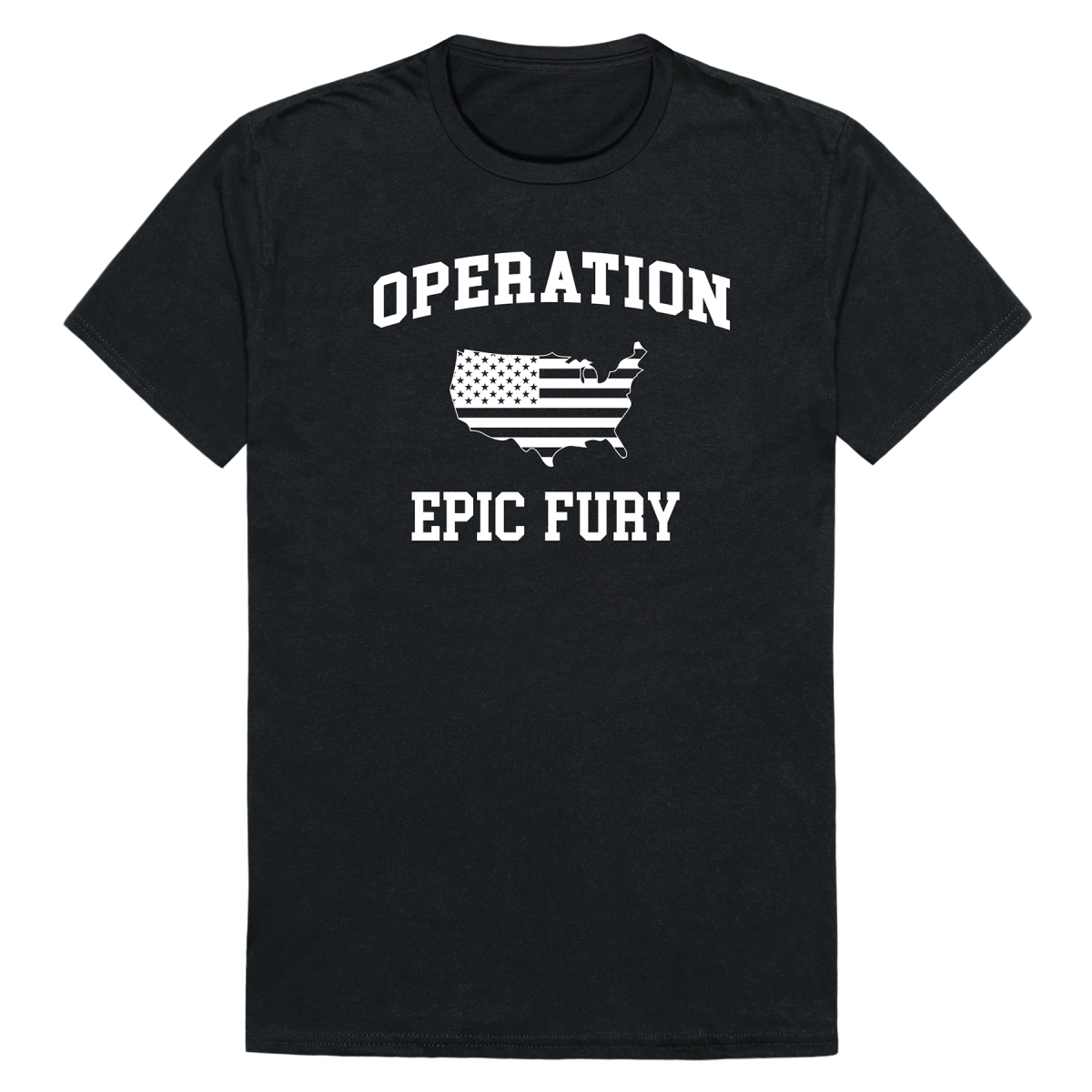 AM0-262-BLK-04 Operation War Epic Fury Map Short Sleeve T-Shirt, Black - Extra Large
