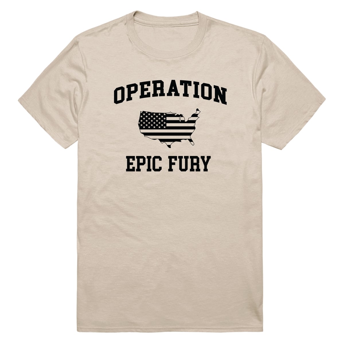 AM0-262-SND-02 Operation War Epic Fury Map Short Sleeve T-Shirt, Sand - Medium
