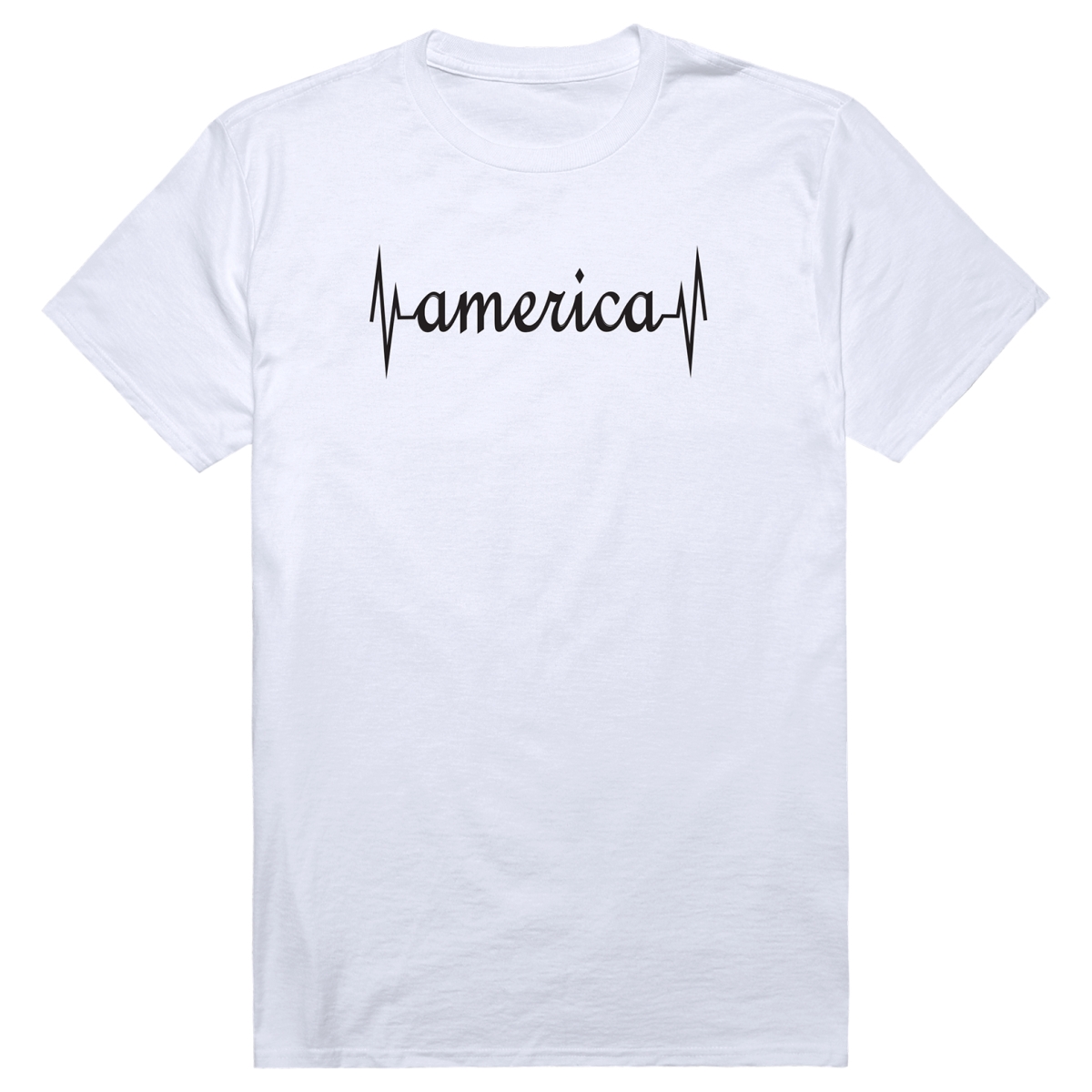 AM3-216-WHT-02 Basic America Heartbeat Short Sleeve T-Shirt, White - Medium