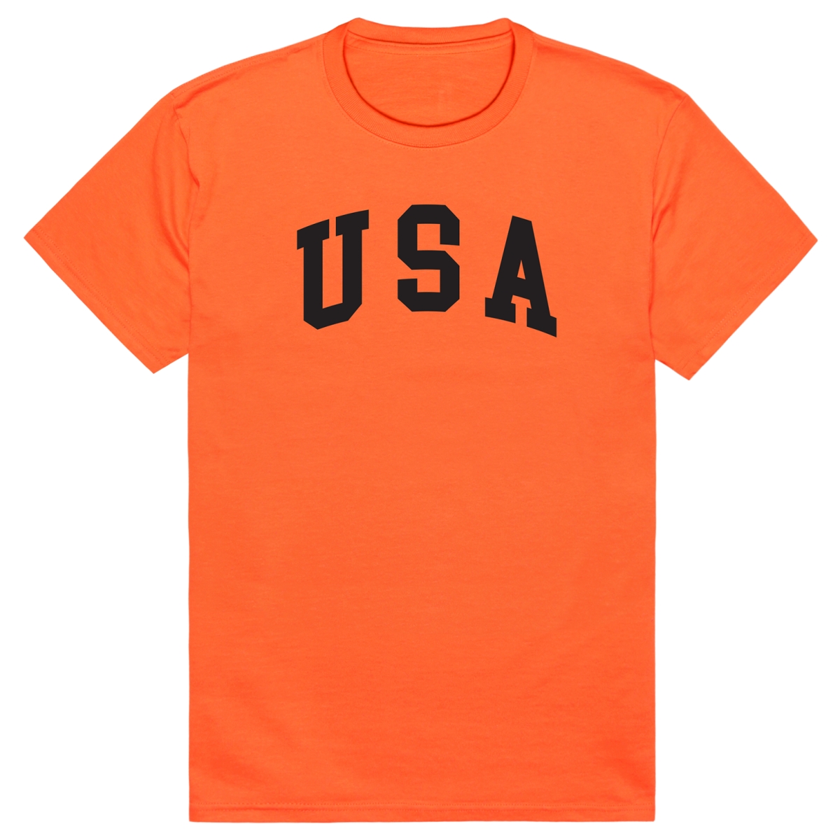 AM3-217-ORN-04 America Basic USA Text Short Sleeve T-Shirt, Orange - Extra Large