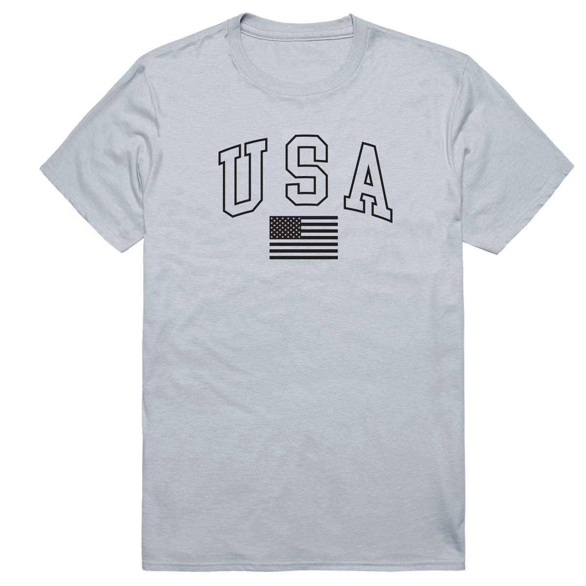 AM3-218-SIL-03 America Basic USA with Flag Short Sleeve T-Shirt, Silver - Large