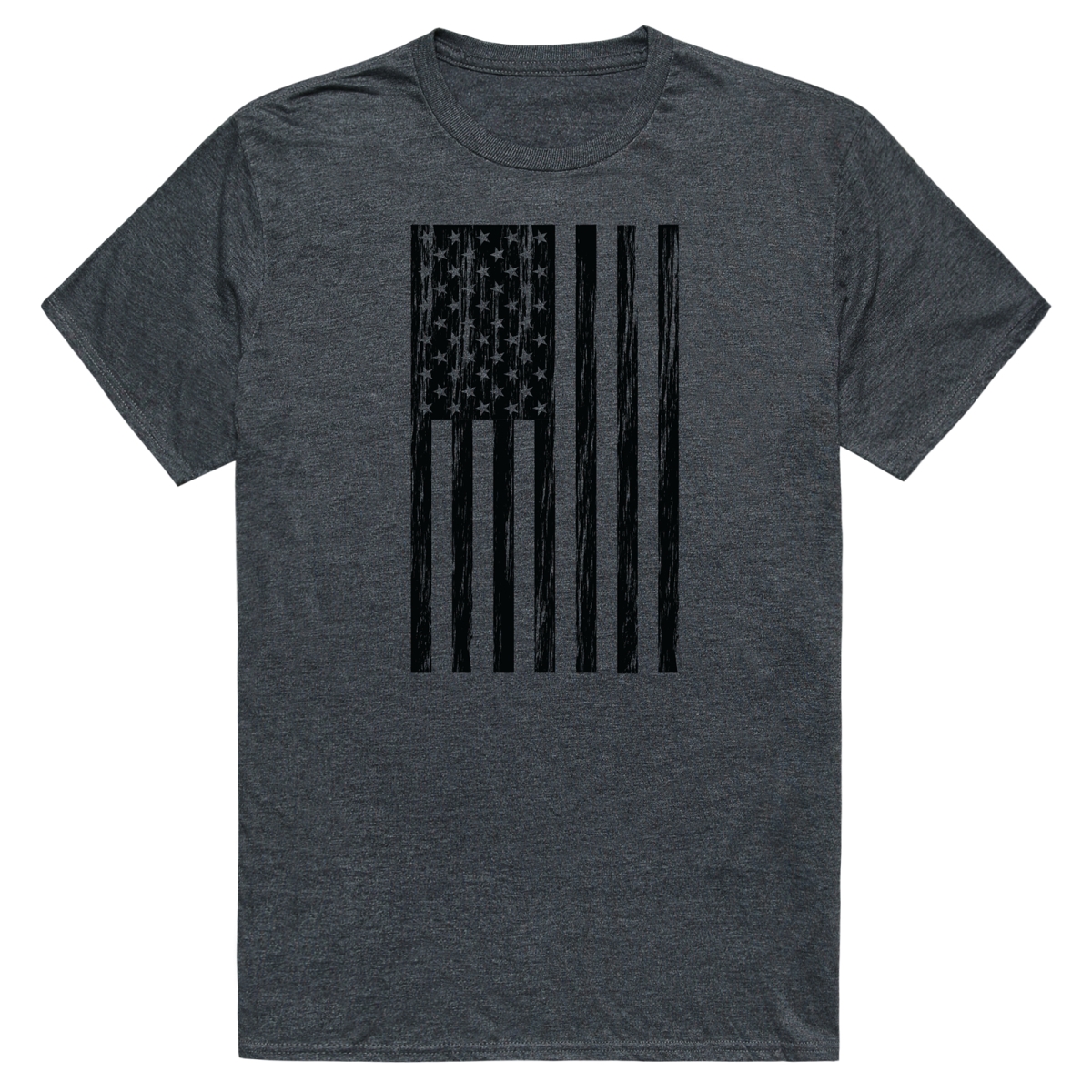 AM3-224-HCH-02 America Basic Flag Vertical Short Sleeve T-Shirt, Heather Charcoal - Medium