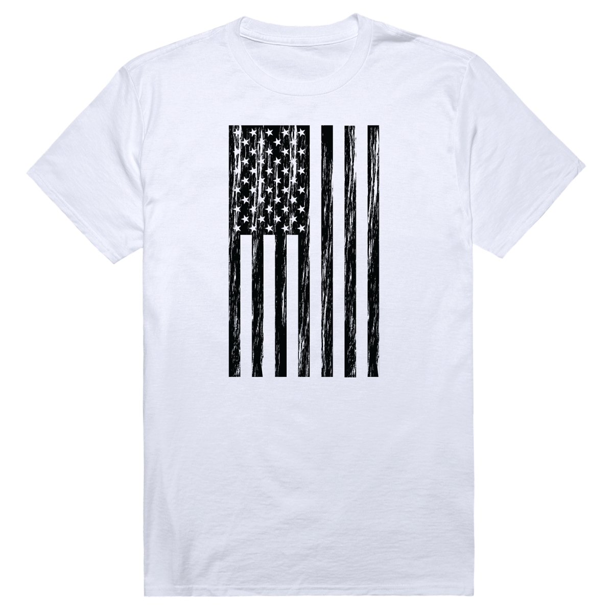 AM3-224-WHT-02 America Basic Flag Vertical Short Sleeve T-Shirt, White - Medium
