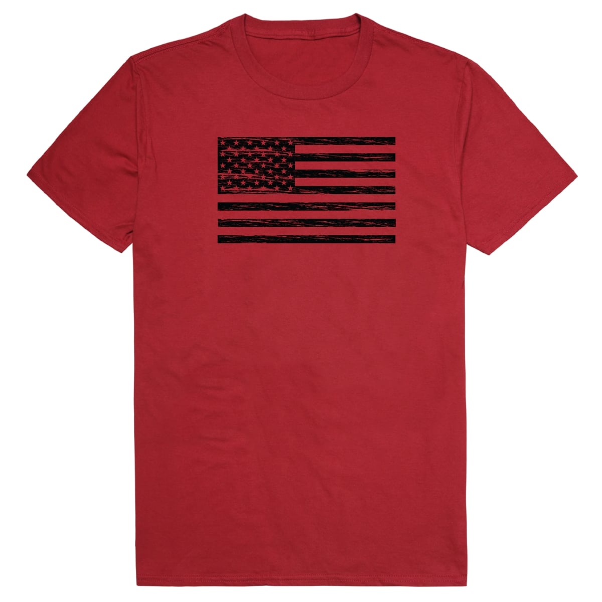 AM3-225-CAR-04 America Basic Flag Horizontal Short Sleeve T-Shirt, Cardinal - Extra Large