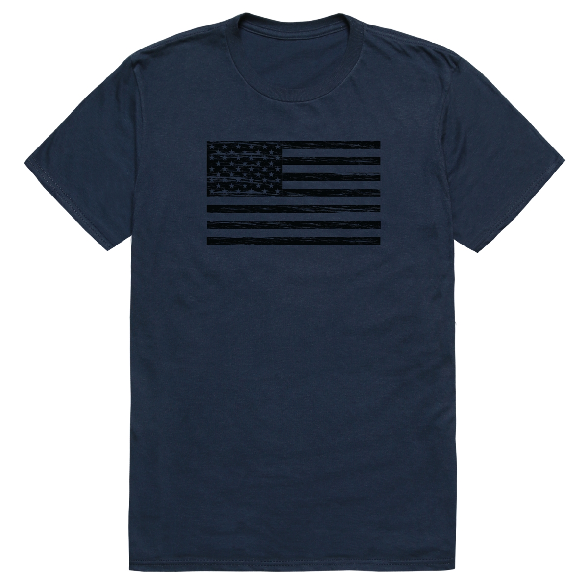 AM3-225-NVY-01 America Basic Flag Horizontal Short Sleeve T-Shirt, Navy - Small