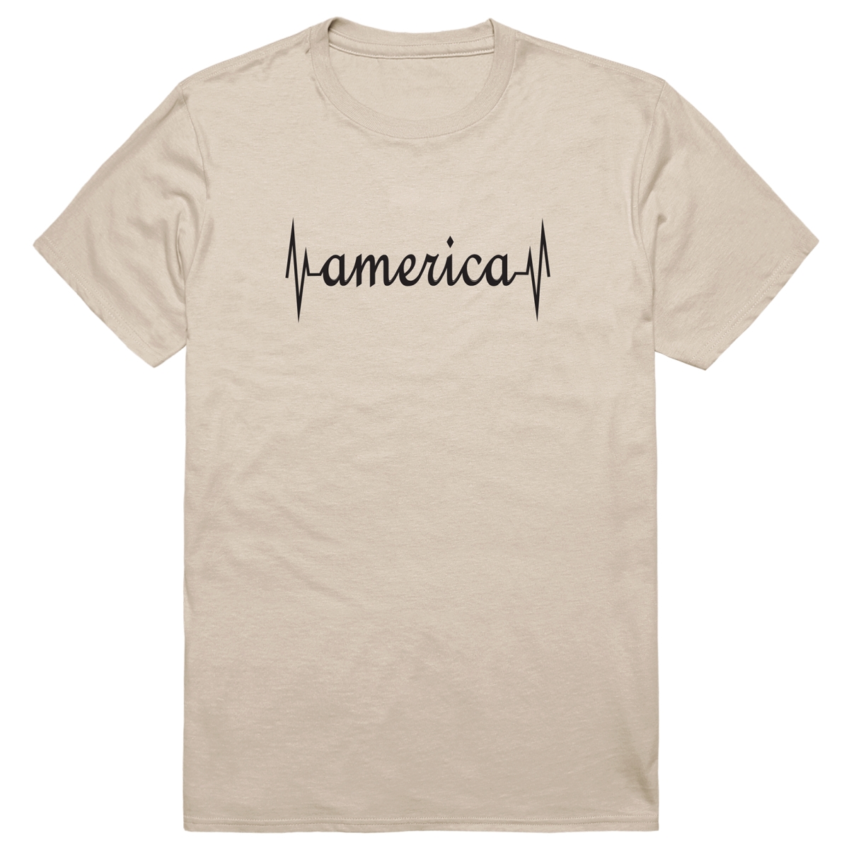 AM3-216-SND-01 Basic America Heartbeat Short Sleeve T-Shirt, Sand - Small