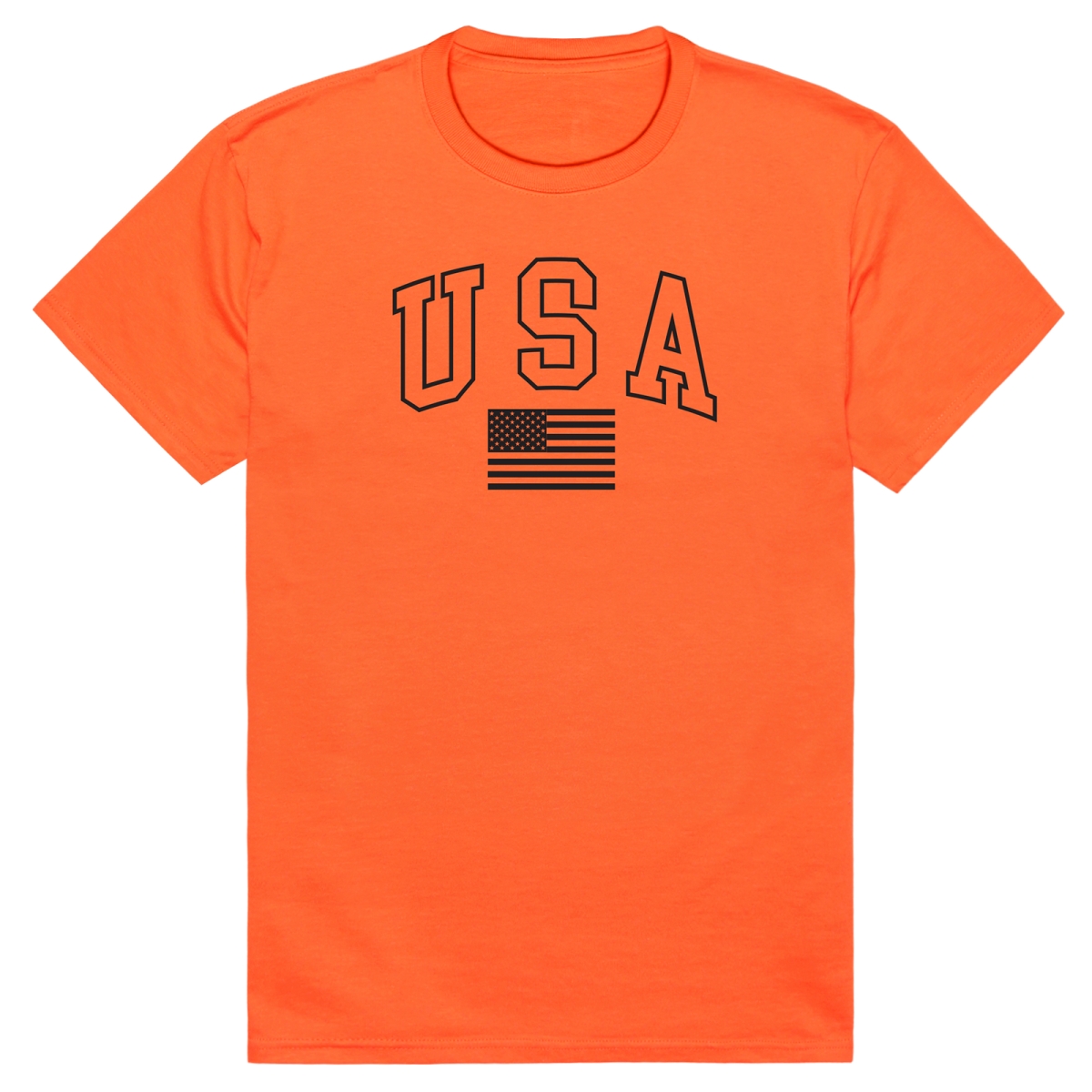 AM3-218-ORN-01 America Basic USA with Flag Short Sleeve T-Shirt, Orange - Small