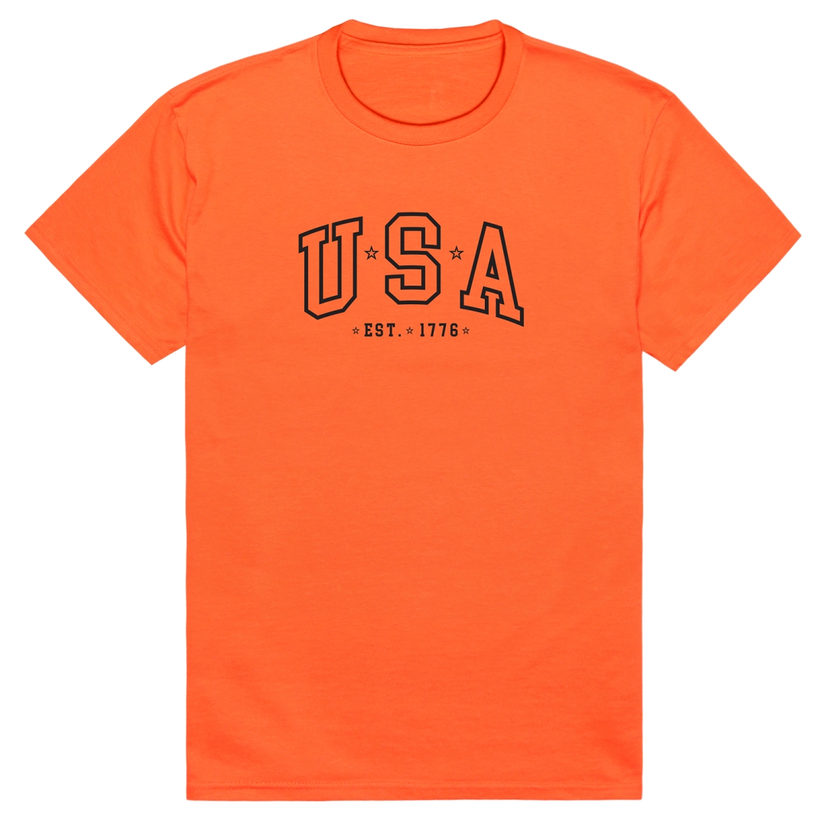 AM3-221-ORN-02 America Basic USA Est. 1776 Short Sleeve T-Shirt, Orange - Medium