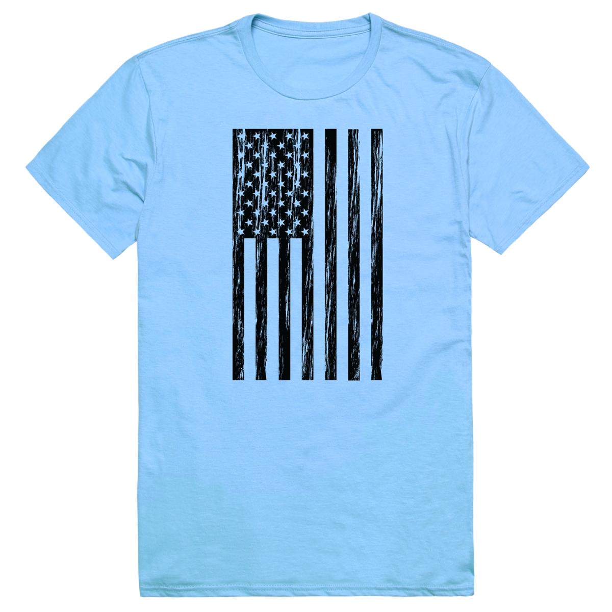 AM3-224-SKY-04 America Basic Flag Vertical Short Sleeve T-Shirt, Sky Blue - Extra Large