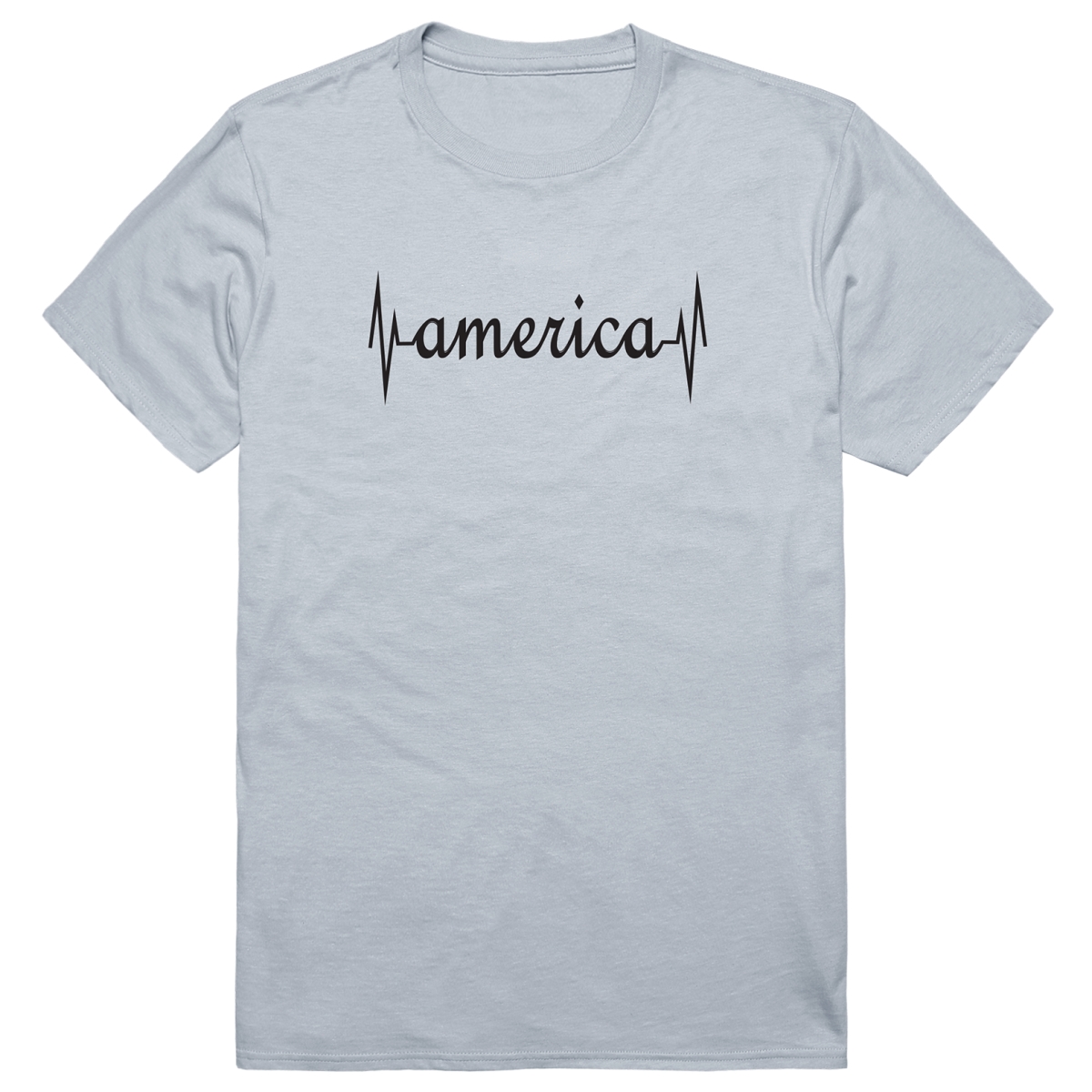 AM3-216-SIL-04 Basic America Heartbeat Short Sleeve T-Shirt, Silver - Extra Large