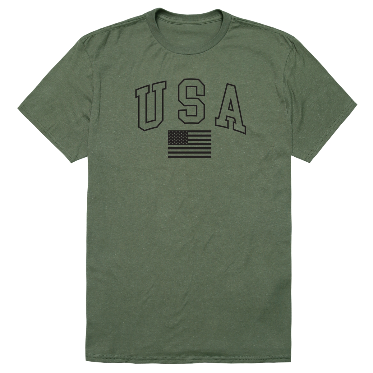AM3-218-OLV-01 America Basic USA with Flag Short Sleeve T-Shirt, Olive - Small