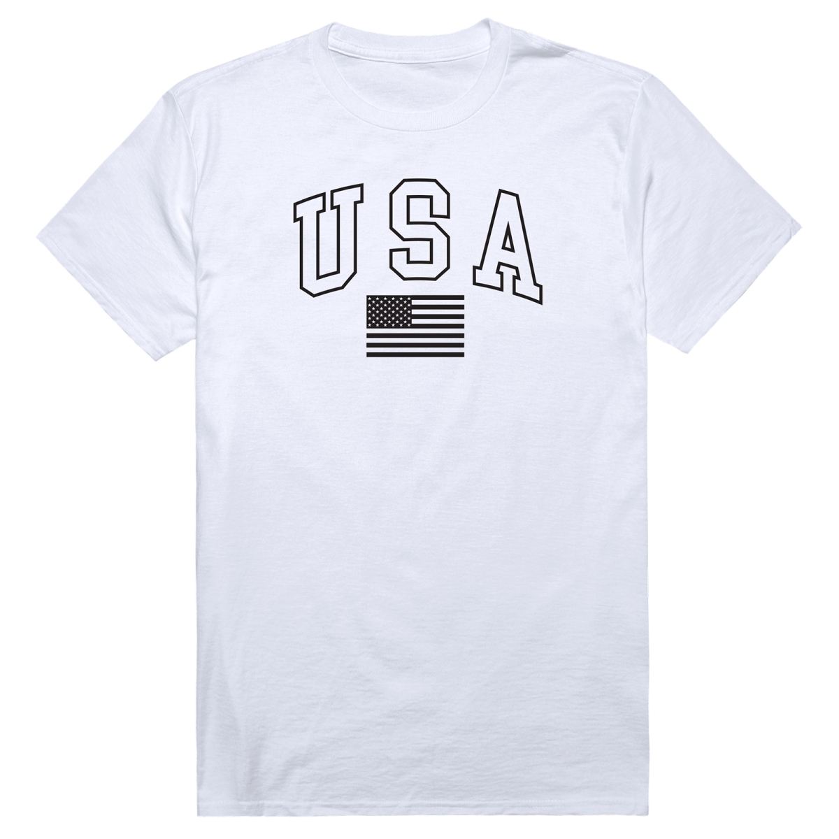 AM3-218-WHT-03 America Basic USA with Flag Short Sleeve T-Shirt, White - Large