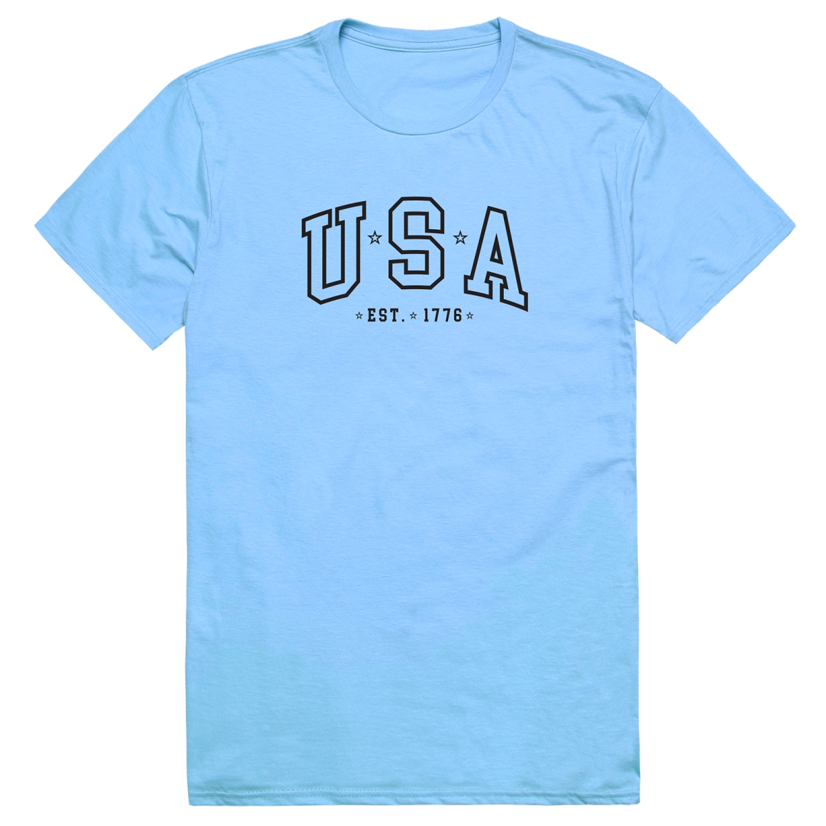 AM3-221-SKY-04 America Basic USA Est. 1776 Short Sleeve T-Shirt, Sky Blue - Extra Large