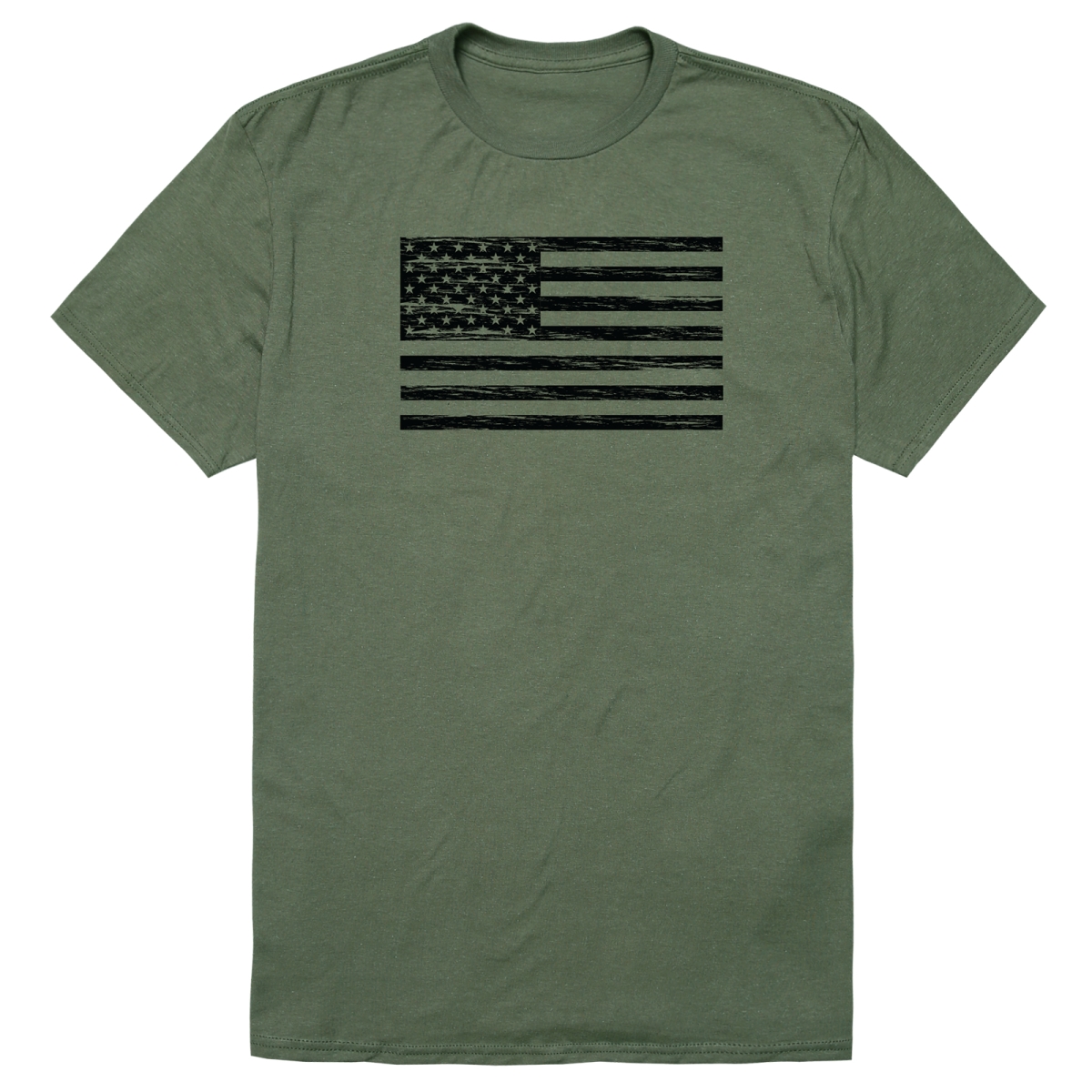 AM3-225-OLV-04 America Basic Flag Horizontal Short Sleeve T-Shirt, Olive - Extra Large