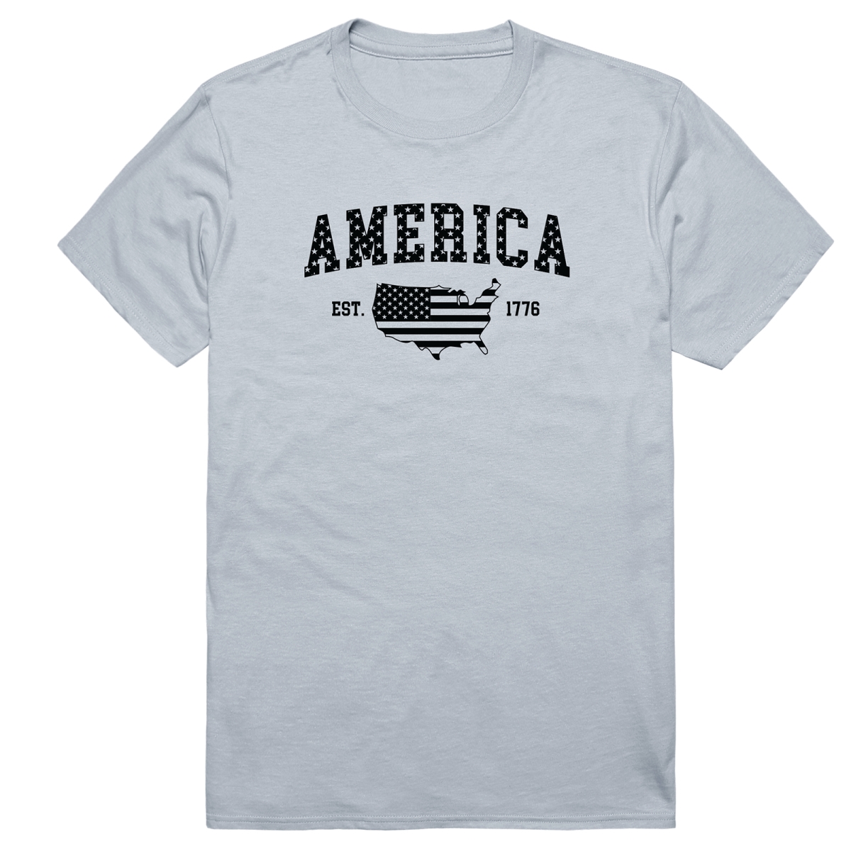 AM3-226-SIL-04 Basic America 1776 Short Sleeve T-Shirt, Silver - Extra Large