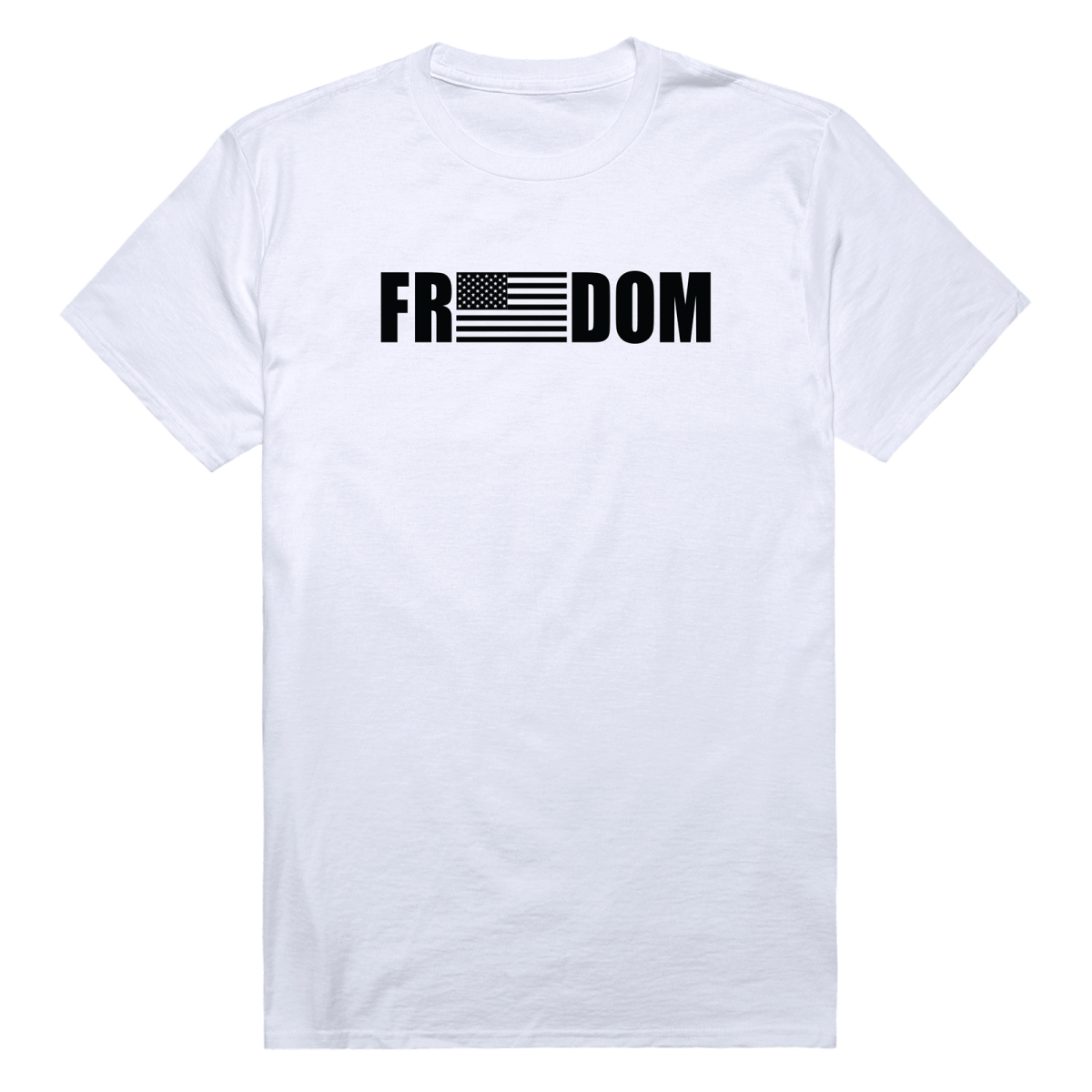 AM3-233-WHT-04 America Basic Freedom Flag Short Sleeve T-Shirt, White - Extra Large