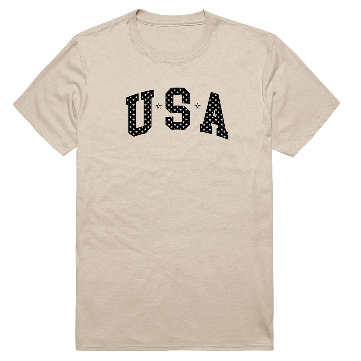 AM3-220-SND-04 America Basic USA with Stars Short Sleeve T-Shirt, Sand - Extra Large